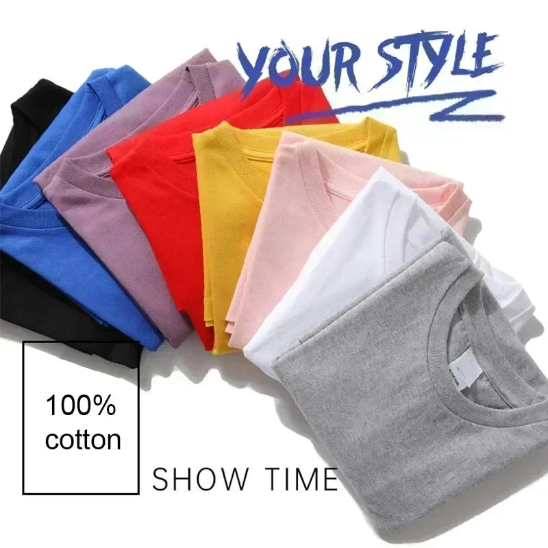 100% Pure Cotton Summer High-end Brand Men's Short Sleeve Round Neck Fashionable Style Half Sleeved Top Breathable T-shirt
