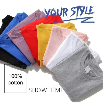 100% Pure Cotton Summer High-end Brand Men's Short Sleeve Round Neck Fashionable Style Half Sleeved Top Breathable T-shirt