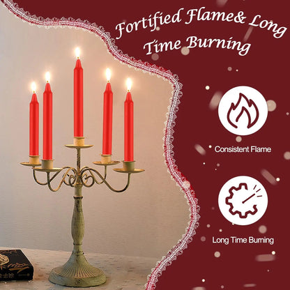 24 Pieces of 4英寸 Red Wax, Drip-Free, Smoke-Free, Fragrance-Free, Home Dinner Candles, Hand-Pulled, High-Quality, Suitable for Church, Family, Wedding, Party, Seasonal Celebrations, Emergency Situations and Home Decoration