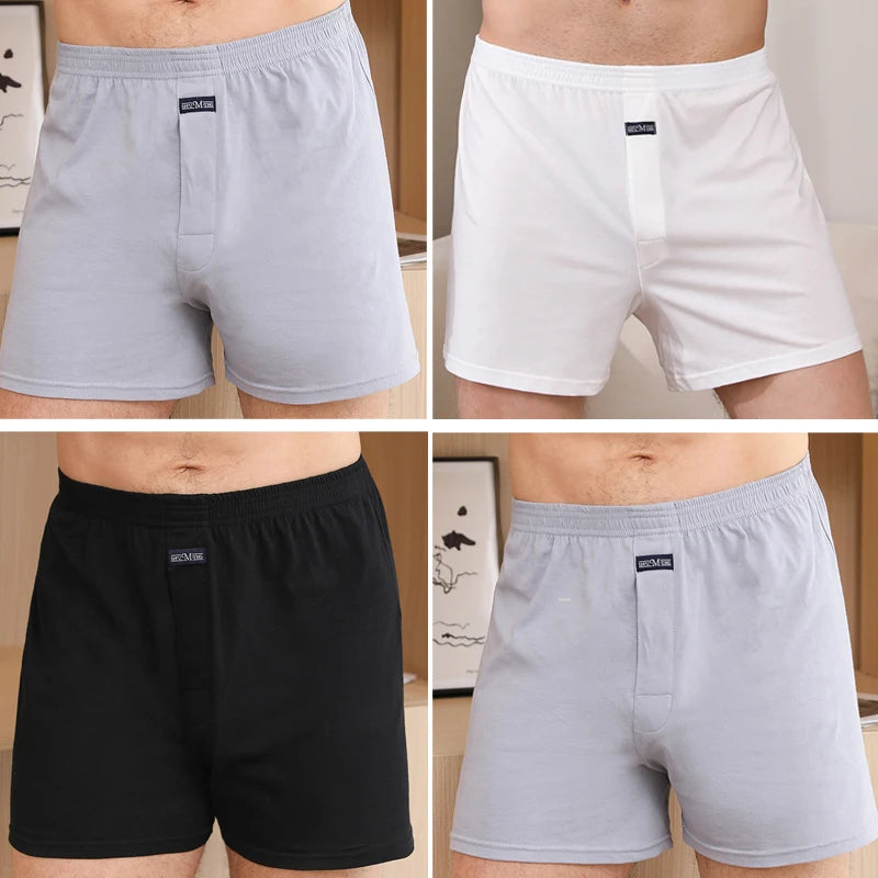 4pcs Male Arrow Pants Men Cotton Boxers Shorts Loose Mid-Waisted Men's Plus Size Underwear Homewear Comfortable Panties
