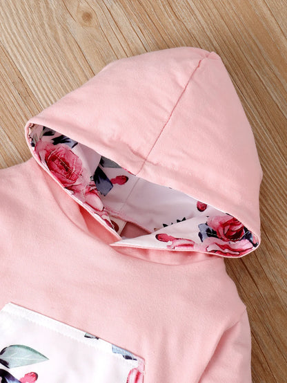 0-18 Months Newborn Baby Girl Floral Clothes Set Hooded Printed Top+Pant+Headband 3PCS Autumn&Winter Toddler Girl Fashion Outfit