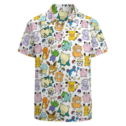 Summer Men's Shirt Cute Animal Print Short Sleeve Shirt Open button Lapel Men's Top Comfortable Casual Men's Shirts