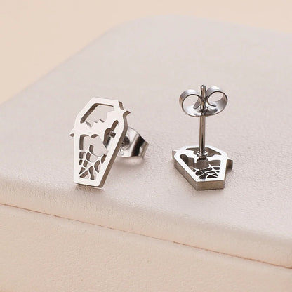 Stainless Steel Halloween Ghost Cat Stud Earrings For Women Girls Gold Color Waterproof Fashion Ear Party Jewelry Gift Wholesale