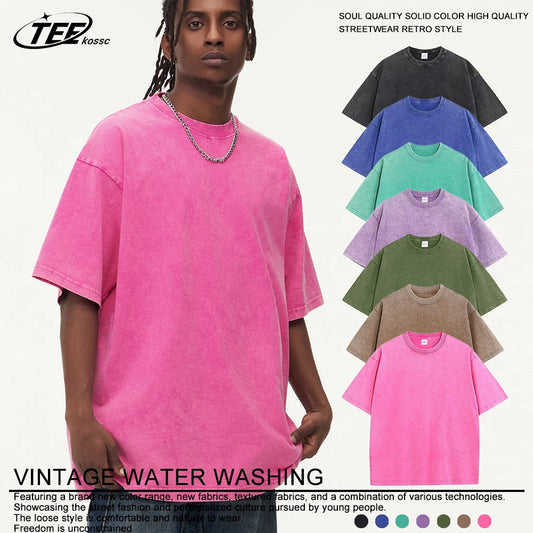 Summer Washed T Shirt Men Women Cotton Loose O-Neck Oversized Tee Couple Korean Y2k Tops Casual Vintage Short Sleeve T-shirt
