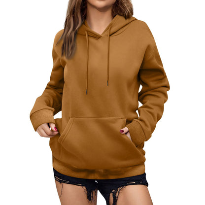 y2k Solid Minimalist Women's Hoodie, Long Sleeve With Pocket Casual Daily Wear 2024 Women Hoodies Autumn Sudadera de mujer