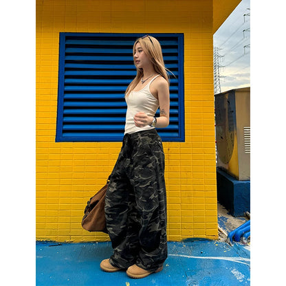 Camouflage Baggy Cargo Pants Women High Rise Trousers Straight Wide Leg Oversize Pants 2024 Summer Aesthetics Vintage Y2K jeans