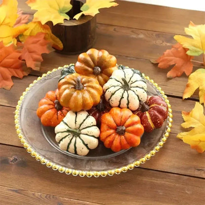 9Pcs Artificial Pumpkin Halloween Decorations for Home Mini Fake Pumpkin Autumn Harvest Party Thanksgiving Ornaments Props