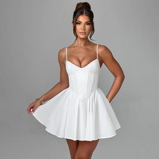 Summer 2025 new waist cinching slimming short skirt sexy suspender A-list dress for women