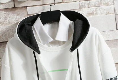 Casual Men's Sport Suit Loose Fit Hooded Cardigan Sweatshirt Pants Set Spring Autumn Season Stylish Outfit