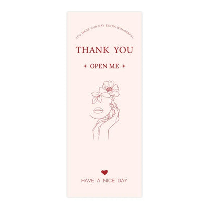 50pcs New Rectangular Thank You Sticker 6x15cm Handmade Gift Box Package Decor Flowers Pattern Stickers for Birthday Wedding