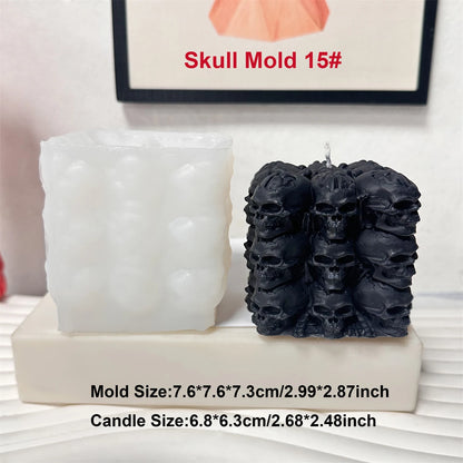 Square Pumpkin Candle Silicone Molds 3D Skull Pillar Candle Mold for DIY Ghost Pumpkin Epoxy Resin Halloween Party Home Decor