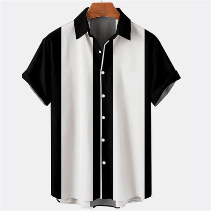 Summer New Casual Solid Color Panel Lapel Beach High Quality Top Men's Short Sleeve Shirt Fashioncomfortable Soft Fabric