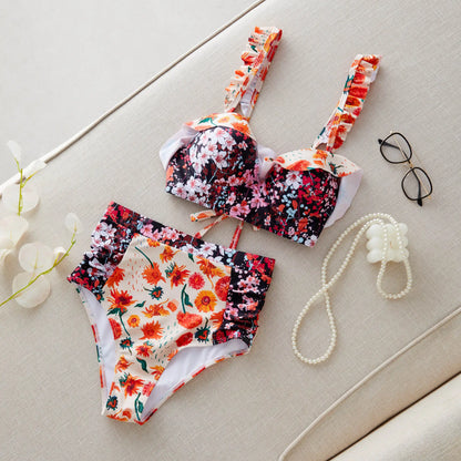 2024 New Sexy Brazilian Bikini Set Women Print Biquini Female Cut Bikinis Swimwear Push Up Swimsuit Bath Suit
