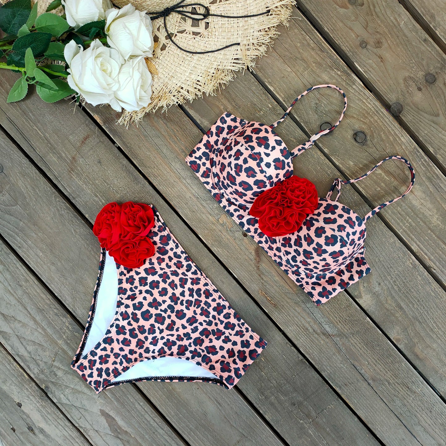 2025 Bikini Underwire 3D Flower Swimsuit High Waist Swimwear for Women Push Up Two Piece Bathing Suits Summer Female