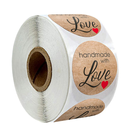 100-500pcs Vintage Kraft Paper Handmade With Love Stickers Scrapbook Gift Stationery Label Stickers Thank You For The Stickers