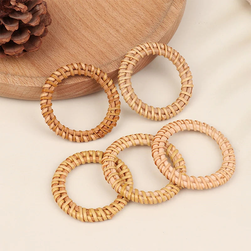 10Pcs Woven Rattan Napkin Rings Rustic Woven Tabletop Holders For Christmas Thanksgiving Home Wedding Party Decor