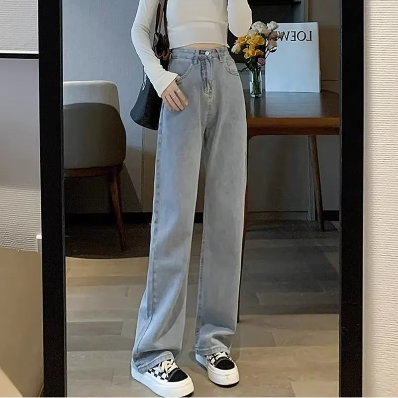 Spring And Summer New High Waisted Slim Jeans For Women Niche Casual Loose Thin Floor Pants Wide Leg Pants Trendy Pants