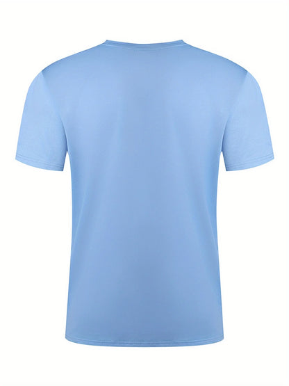 Summer men's 100% pure cotton casual loose fit plus size moon landing pattern printed round neck short sleeved T-shirt top