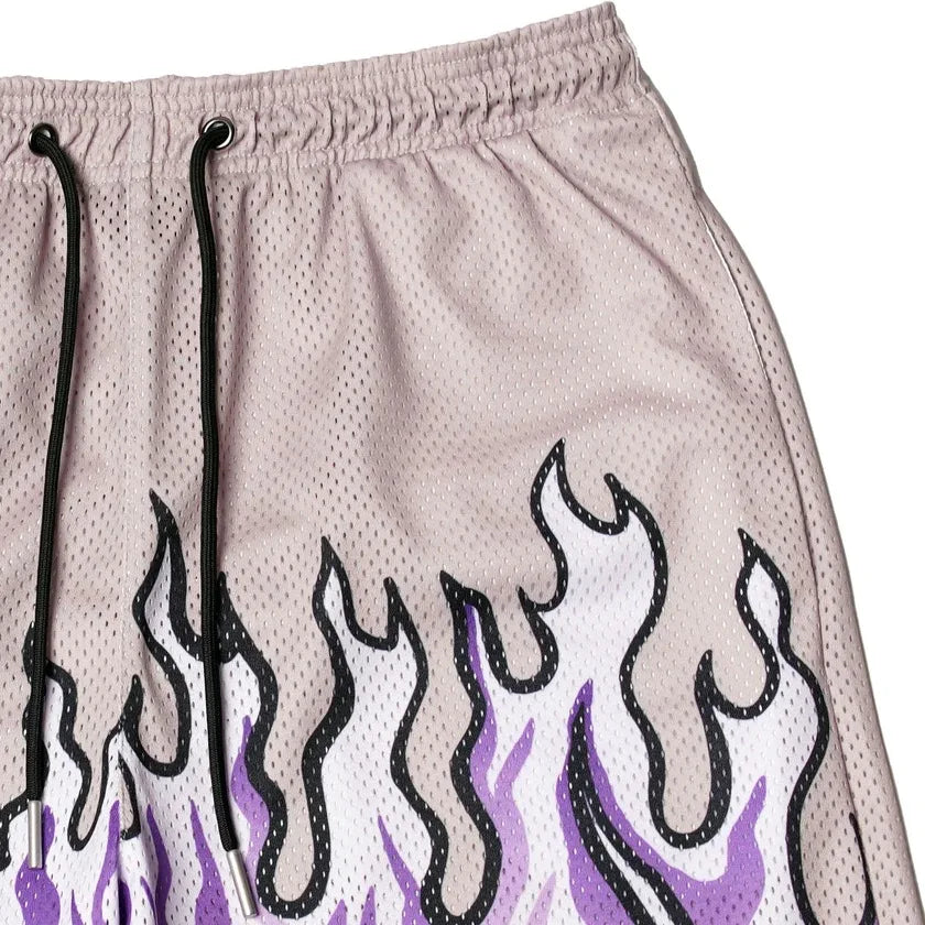 2023 Mesh Breathable Men Shorts GYM Basketball Running Quick-Drying Shorts Baggy Flame Print Fashion Shorts Summer Shorts