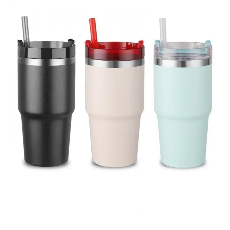 2025-304 stainless steel  ice bar water cup handle vacuum vacuum cup New large capacity coffee car car cup20OZ