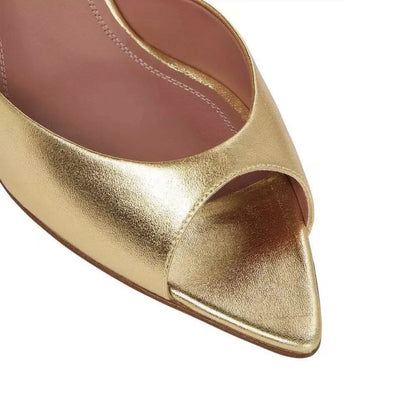 2024 New Pointed Fish Mouth Sandals, Fashionable Women's Shoes, Wine Glasses and Gold Slippers