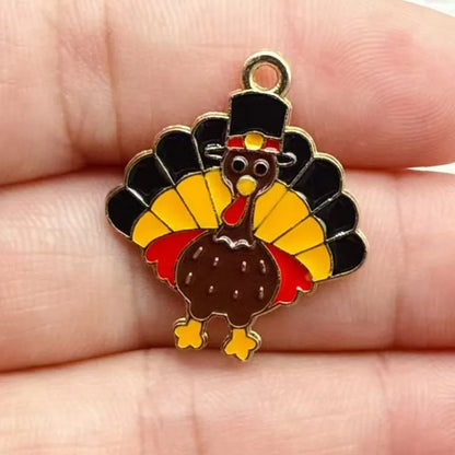 10pcs/16pcs Enamel Thanksgiving Cake Pumpkin Sunflower Charms for Earrings Bracelets Pendants Making DIY Jewelry Accessories