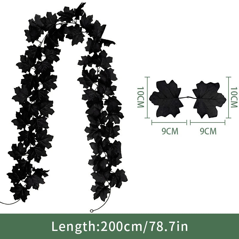 2M Artificial Maple Leaf Garland Thanksgiving Christmas Hanging Wall Decor Fake Fallen Leaves Autumn Decor Rattan Wedding Props