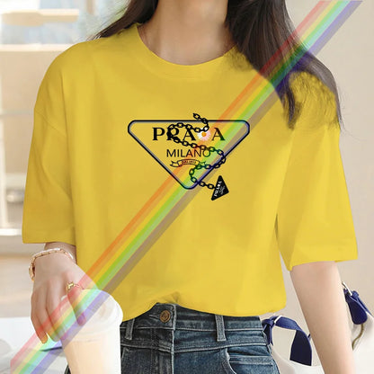 Women's luxury brand Fashion cartoon dog print women's T-shirt 2025 summer street fashion women's T-shirt Top women's T-shirt