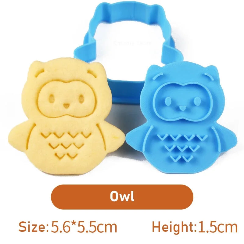 Autumn Leaves Squirrel Owl Fox Pattern 3D Biscuit Mould Thanksgiving Chestnuts Pine Cones Fondant Cookie Cutter Mold Baking Tool