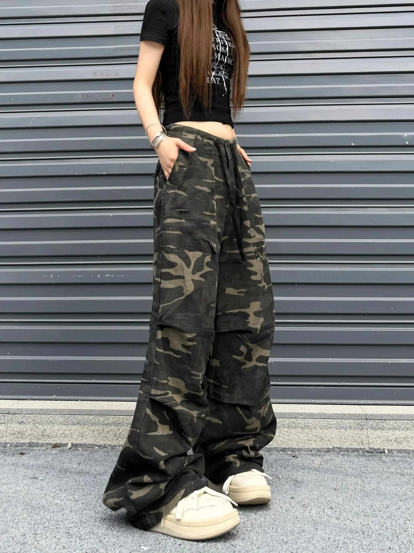 Camouflage Baggy Cargo Pants Women High Rise Trousers Straight Wide Leg Oversize Pants 2024 Summer Aesthetics Vintage Y2K jeans