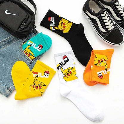 Bandai Pokemon cartoon socks men women Christmas Halloween Hip Hop Street Fashion Inspired Novelty Funny Casual Crew Socks