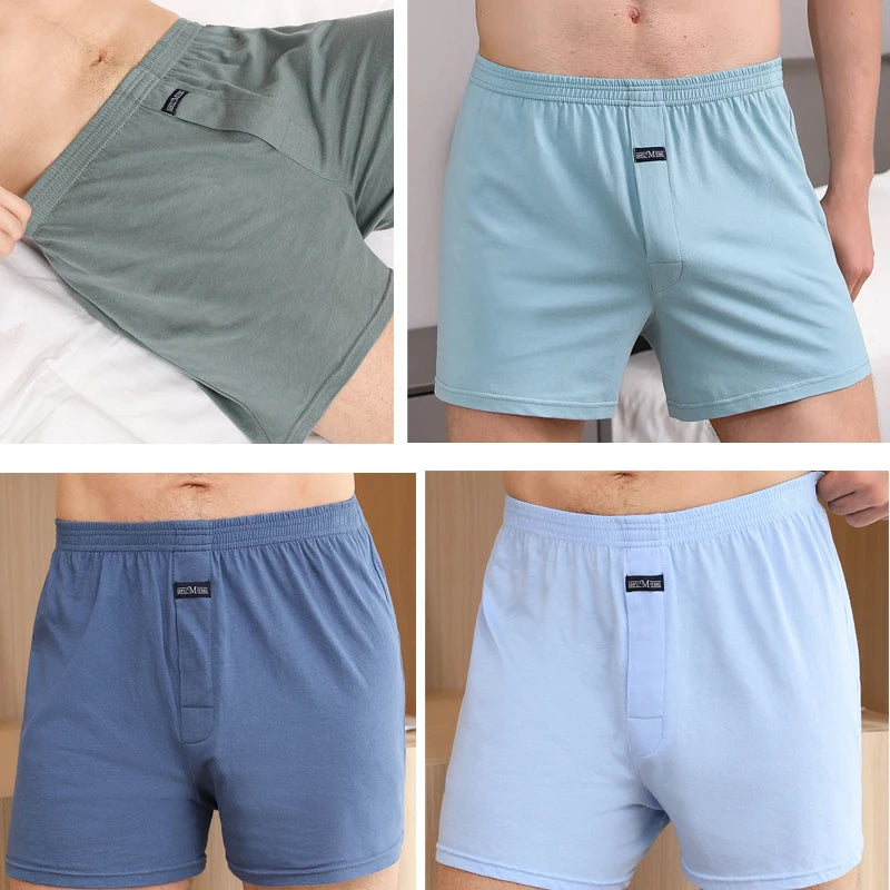 4pcs Male Arrow Pants Men Cotton Boxers Shorts Loose Mid-Waisted Men's Plus Size Underwear Homewear Comfortable Panties
