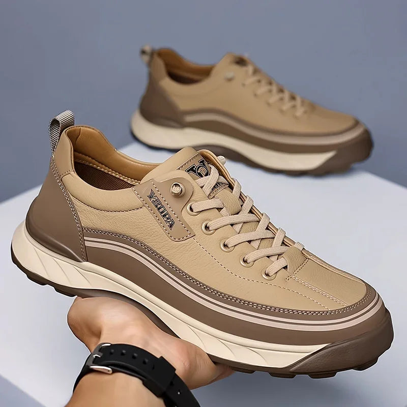 2025 High Quality Brand Men's Leather Casual Shoes Outdoor Hiking Shoes Anti Slip Wear-resistant Men's Hiking Shoes Breathable