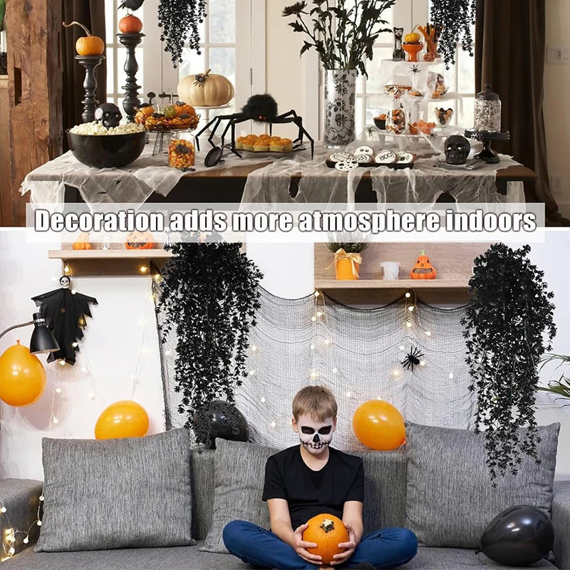 70CM Artificial Eucalyptus Plant Hanging Simulation Black Fake Hanging Vine Plants Diy Home Outdoor Halloween Thanksgiving Decor