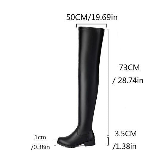 ANOVISHANA New Winter Autumn Over Knee Boots 3.5cm Square Heel Round Toe Leather Thigh High Fashion Big Size 45 46 47 48 US17