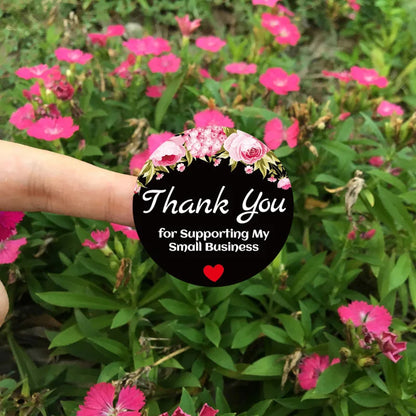 50-500pcs Thank You For Supporting My Small Business Flower Sticker Gift Packaging Seal Label Scrapbook Stationery Sticker 1inch