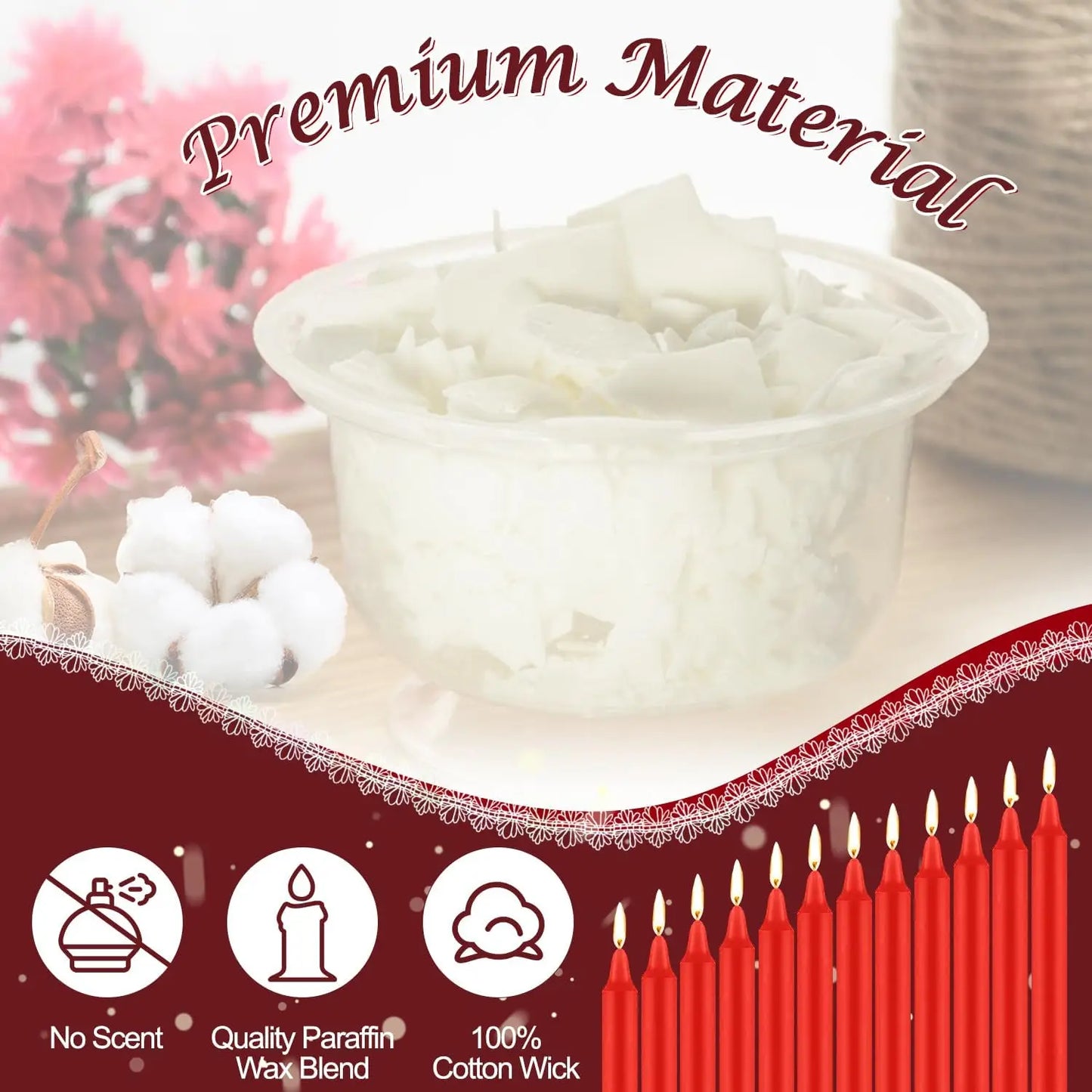 24 Pieces of 4英寸 Red Wax, Drip-Free, Smoke-Free, Fragrance-Free, Home Dinner Candles, Hand-Pulled, High-Quality, Suitable for Church, Family, Wedding, Party, Seasonal Celebrations, Emergency Situations and Home Decoration