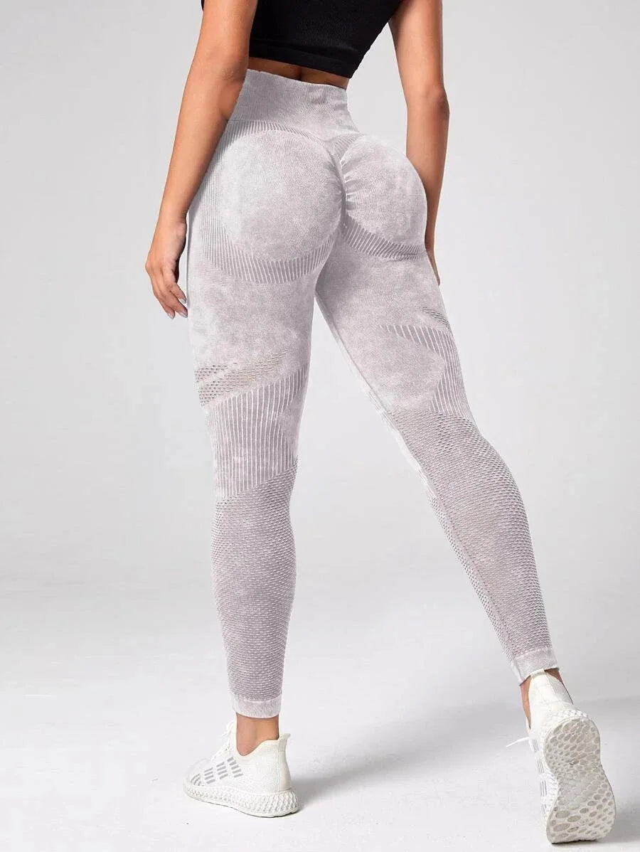 WOYYHO Athletic Pants Women Seamless Yoga Pants Mesh Sports Leggings High Waist Gym Tights Workout Squat Proof Pants