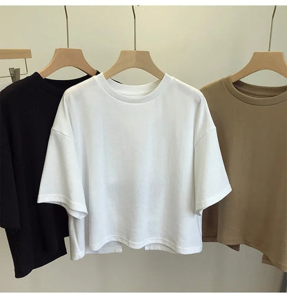 Summer New Ladies Casual Backless T-Shirt 2023 Korean Women Round Neck Loose Sweet Spicy Wind Short-Sleeved Crop Tops