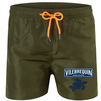 2025 new luxury beach shorts quick-drying men's swimsuit summer swimming trunks sports fitness running three-quarter pants men's