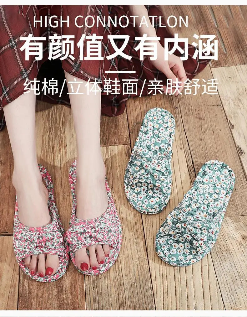 2024 Cotton Shoes Women Household Slippers Indoor Floor Flip Flops Summer Simple Mute Slides Home Sandals Zapatos De Mujer