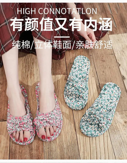 2024 Cotton Shoes Women Household Slippers Indoor Floor Flip Flops Summer Simple Mute Slides Home Sandals Zapatos De Mujer