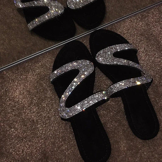 Women Summer Flat Bling Slippers Female Flip Flops Sandals Outdoor Beach Women Sandals  Glitter Shoes for Women 2024