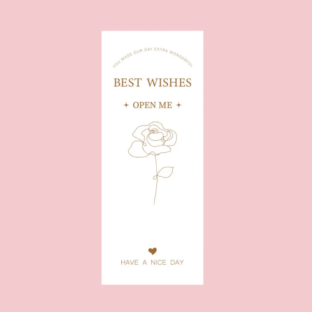 50pcs New Rectangular Thank You Sticker 6x15cm Handmade Gift Box Package Decor Flowers Pattern Stickers for Birthday Wedding