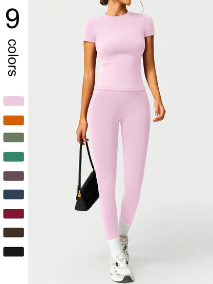 2PCS Yoga Suit Sports Set Women Quick-Drying Gym Set Women Tracksuit Running Workout Long Sleeve Sports Shirt Yoga Clothing