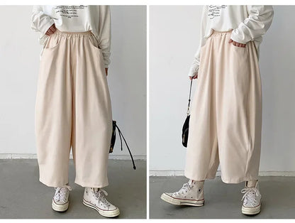 2023 Autumn Casual Harem Pants Women Cotton High Waisted Trousers Retro Loose Bloomers Women's Oversize Pants Baggy Sweatpants