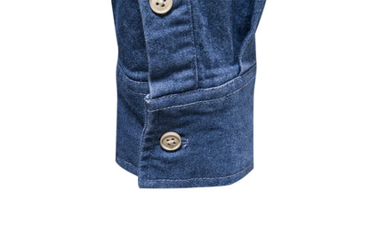 AIOPESON Autumn New Cotton Men's Denim Shirt Solid Color Single Pocket Casual Long Sleeve Shirt Autumn Jeans Shirt for Men