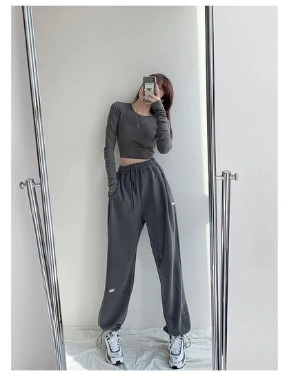 Spring Season Thin High Waist American Letter Loose Sports Pants Women Casual Bottoming Trousers Underwear Women Clothes