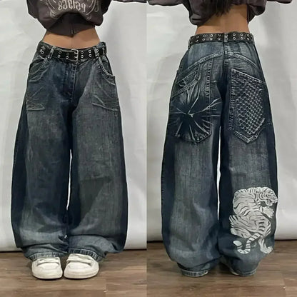 American Fashion Trend Selling Washed Jeans Women Men Y2K New Street Retro Joker Straight Wide Leg Pants Unisex Punk Loose Jeans