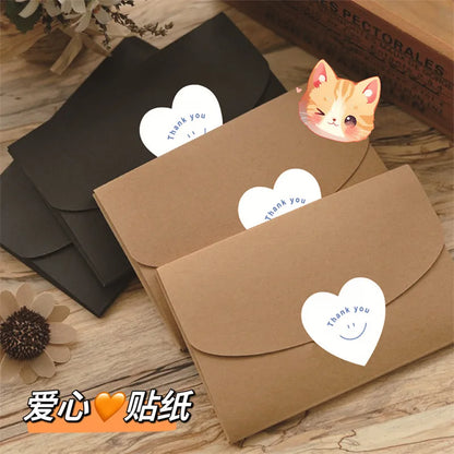 500pcs/roll New Red Heart Thank You Stickers Cute Heart-shaped Decorative Seal Labels for Wedding, Party Gifts, Business Package